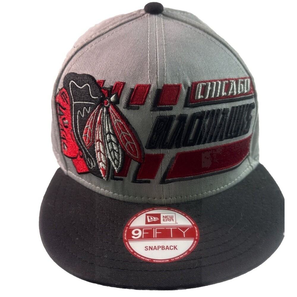 Chicago Blackhawks New Era Gray Hat SnapBack Cap 59Fifty Hockey NHL Embroidered